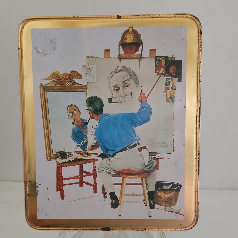 Norman Rockwell Collectible Advertising Tin Gold Multicolor 1994